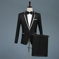 thumbnail image 6 of Men's White Straight Edge Collar Black Suit Tuxedo Dress (Include Blazer, Pants and Tie, but shoes are not included), 6 of 6