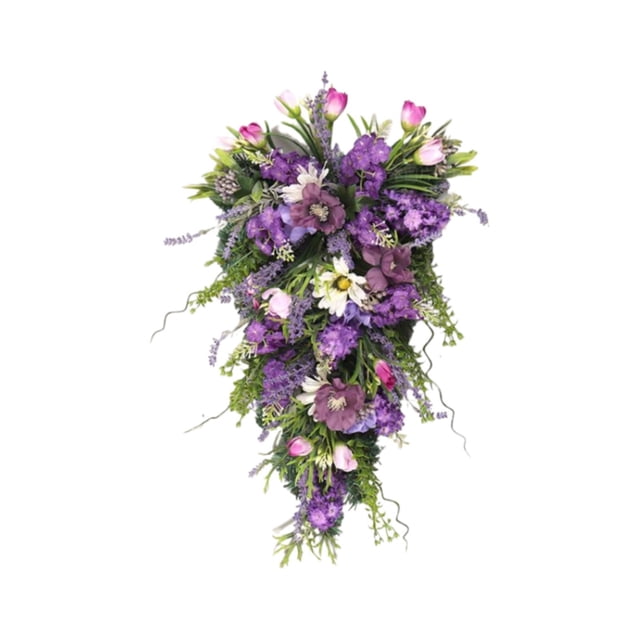 HJQEQVD Daisy Teardrop Wreath, 21.6In Spring Summer Daisy Flower Swag Wreath, Artificial Floral Wreath Front Door Teardrop Wreath for Front Door Window Wall Home Decor
