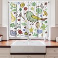 thumbnail image 2 of Ambesonne Birds Theme Kitchen Curtains, Cartoon Fruits Nature, 55"x24", Pale Green and Ceil Blue, 2 of 3