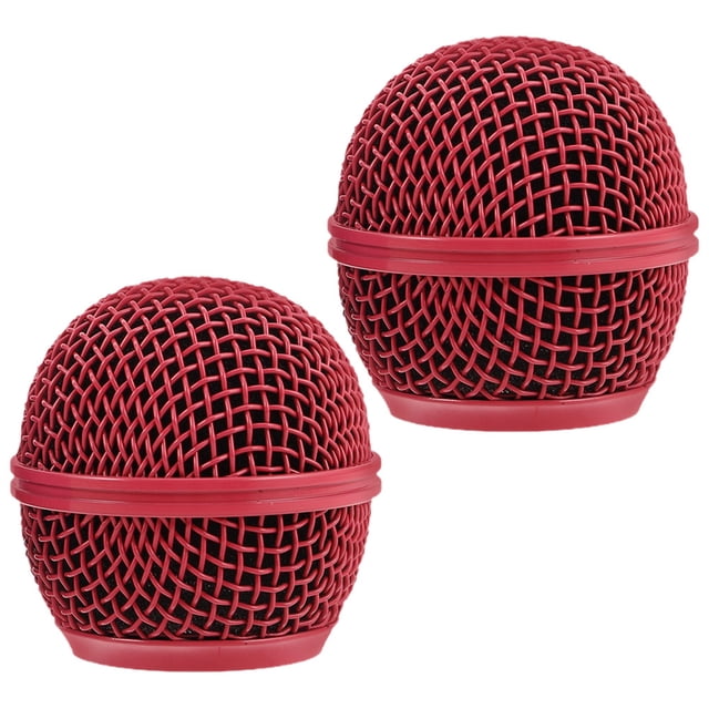 unbranded 2Ud Mic Metal Microphone Grill Cover Rojo Para Reemplazo Fácil Y Protección Contra Contaminantes