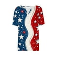 thumbnail image 5 of 4th Of July American Flag T-Shirt For Women USA Independence Day Patriotic Outfits For Women Summer Plus Size Short Sleeve V-Neck Printed Casual Loose Tops Blouse With Button S-3XL, 5 of 5