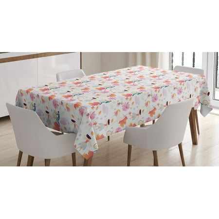 

Ballerina Tablecloth Unicorn with Mane Ballet Dancer Vibirnum Leaves and Winged Elf Playing the Lyre Rectangular Table Cover for Dining Room Kitchen 60 X 84 Multicolor by Ambesonne