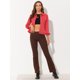 thumbnail image 3 of Chaqueta de gamuza sintética Allegra K con botones a presión y cuello vuelto para mujer Rojo XS, 3 of 5