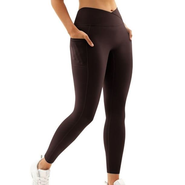 Women Cross Waist Leggings Crossover Workout Yoga Pants with