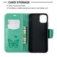 thumbnail image 6 of Allytech iPhone 11 Case (6.1"), Slim Fit PU Leather Folio Butterfly Embossed Shockproof Wrist Hand Strap Flip Cards Holder Wallet Case TPU Back Cover for Apple iPhone 11, Green, 6 of 8