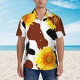 thumbnail image 4 of Lsque Sunflower Cow pattern Hawaiian Shirt for Men, Unisex Summer Beach Casual Short Sleeve Button Down Shirts-Large, 4 of 9