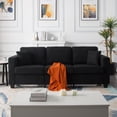 thumbnail image 3 of Gewnee 86.5''Modern Teddy Velvet Sofa with 2 Pillows,Extra-Wide Deep Sofa Couch,Suitable for Living Room,Bedroom,Office,Apartment (Black), 3 of 27