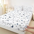 thumbnail image 5 of Homewish Stars Moon Bed Sheets, Cartoon Full Size Sheets for Kids, 4 Pieces (1 Flat Sheet, 1 Fitted Sheet and 2 Pillowcases), 5 of 6