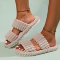 thumbnail image 6 of Taqqpue Open Toe Slippers for Women Casual Winter Solid Color Indoor Warm Fuzzy Slippers Indoor Cozy Memory Foam Slip On House Slides Shoes Gifts for Womens Mom, 6 of 7