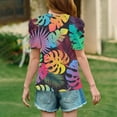 thumbnail image 3 of WTOBBY Summer Children's Round Neck Hawaiian Casual T-Shirt Top for Girls - Short Sleeve Shirt, Perfect for Beach Fun and Outings,Black 120, 3 of 4
