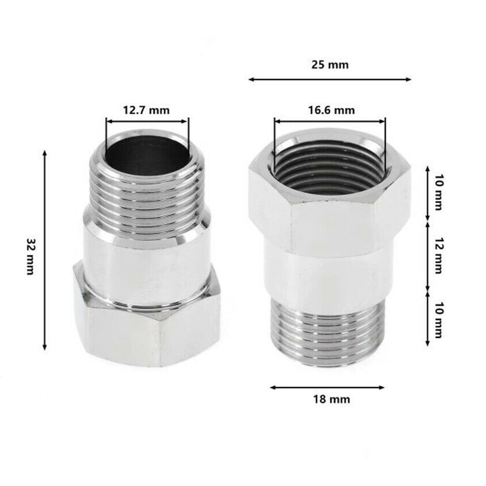 2Pcs M18x1.5mm Threaded O2 Oxygen Sensors Fitting Adapter