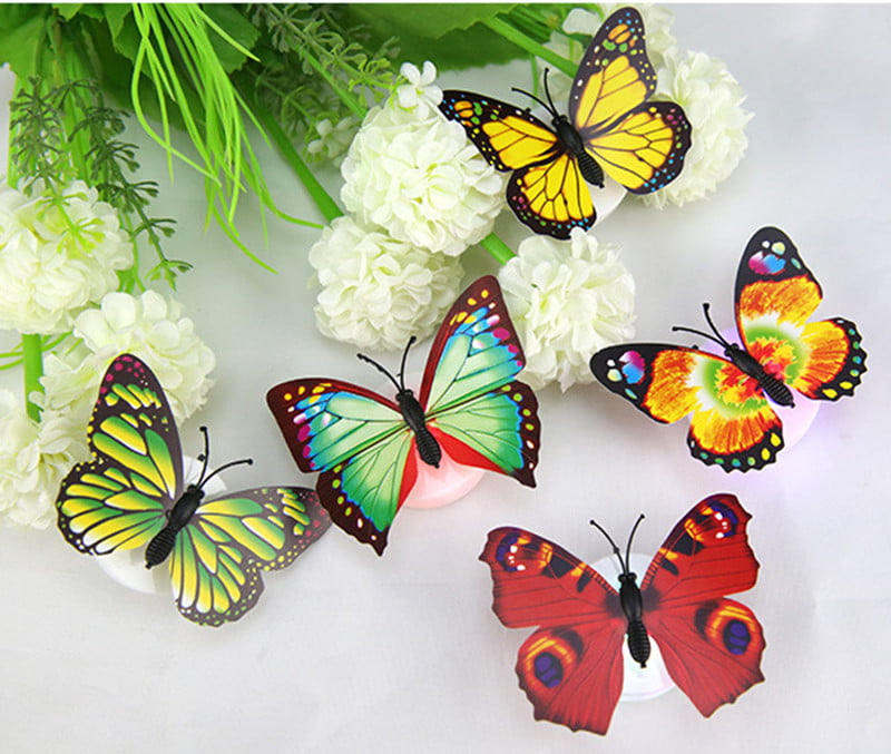 Color Changing Butterfly LED Night Light Lamp Home Wedding Party Desk Wall Decor 