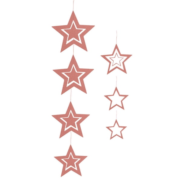 Billuyoard 7 piezas de decoraciones de estrellas colgantes de estrellas colgantes ahuecados adornos decorativos para el Festival de actividades Kits de decoración para fiestas Oro rosa Billuyoard HA002208-07