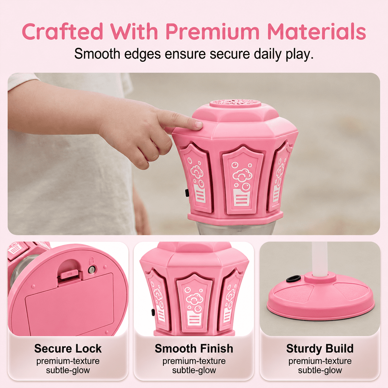 Street Lamp Bubble Machine, 2026 New Automatic Bubble Machine Stand with Light Music, Adjustable Standing Bubble Maker Blower Torch-Shaped for Outdoor Party Birthday Wedding (Pink)