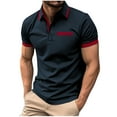 thumbnail image 2 of CaiJunJia George Men's Fallow Button Turn-down Collar Top Short-Sleeved Splice Sports Top Shirt,2024 Polo Shirts for Men Clearance, 2 of 6