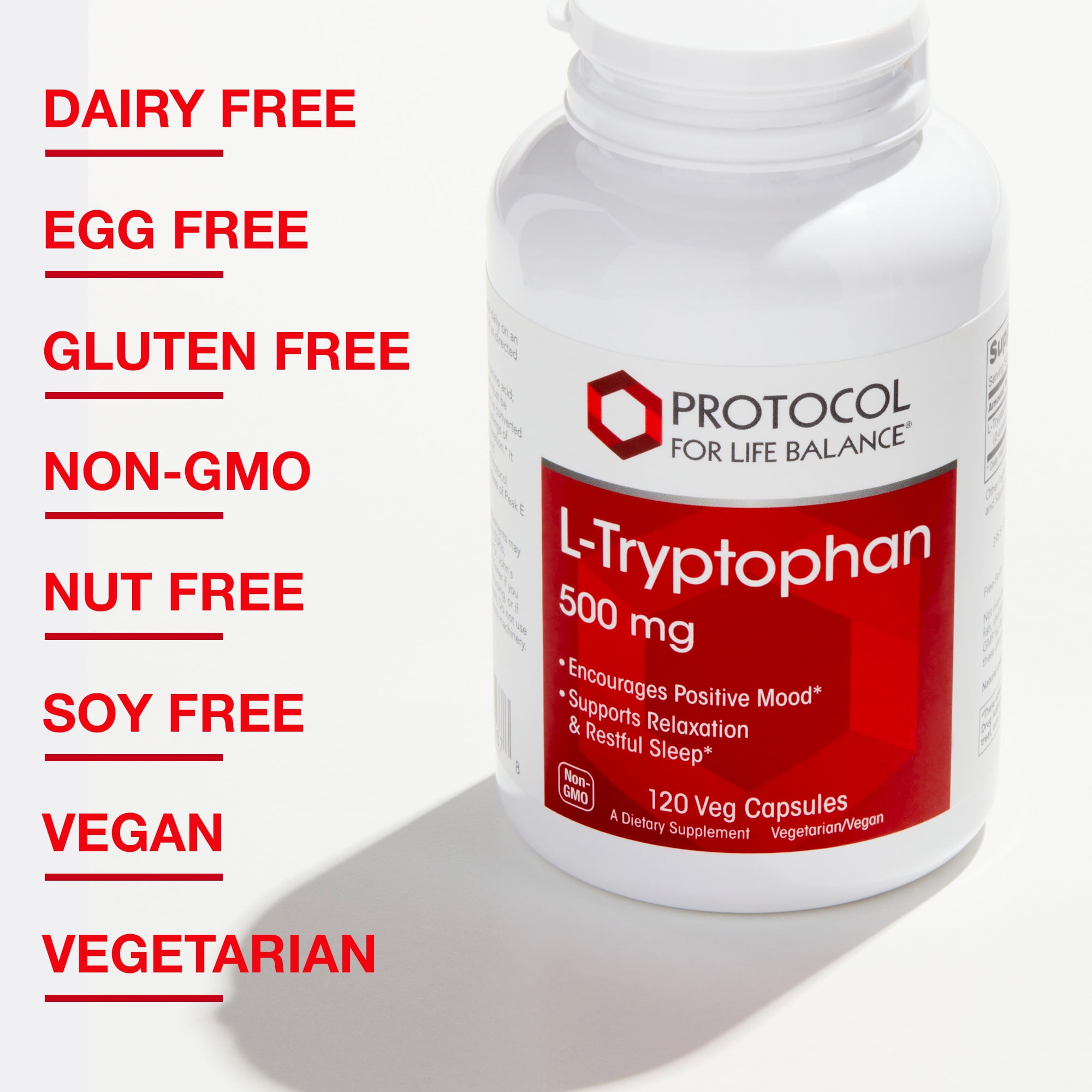 Protocol for Life Balance L-Tryptophan 500 mg - 120 Veg Caps