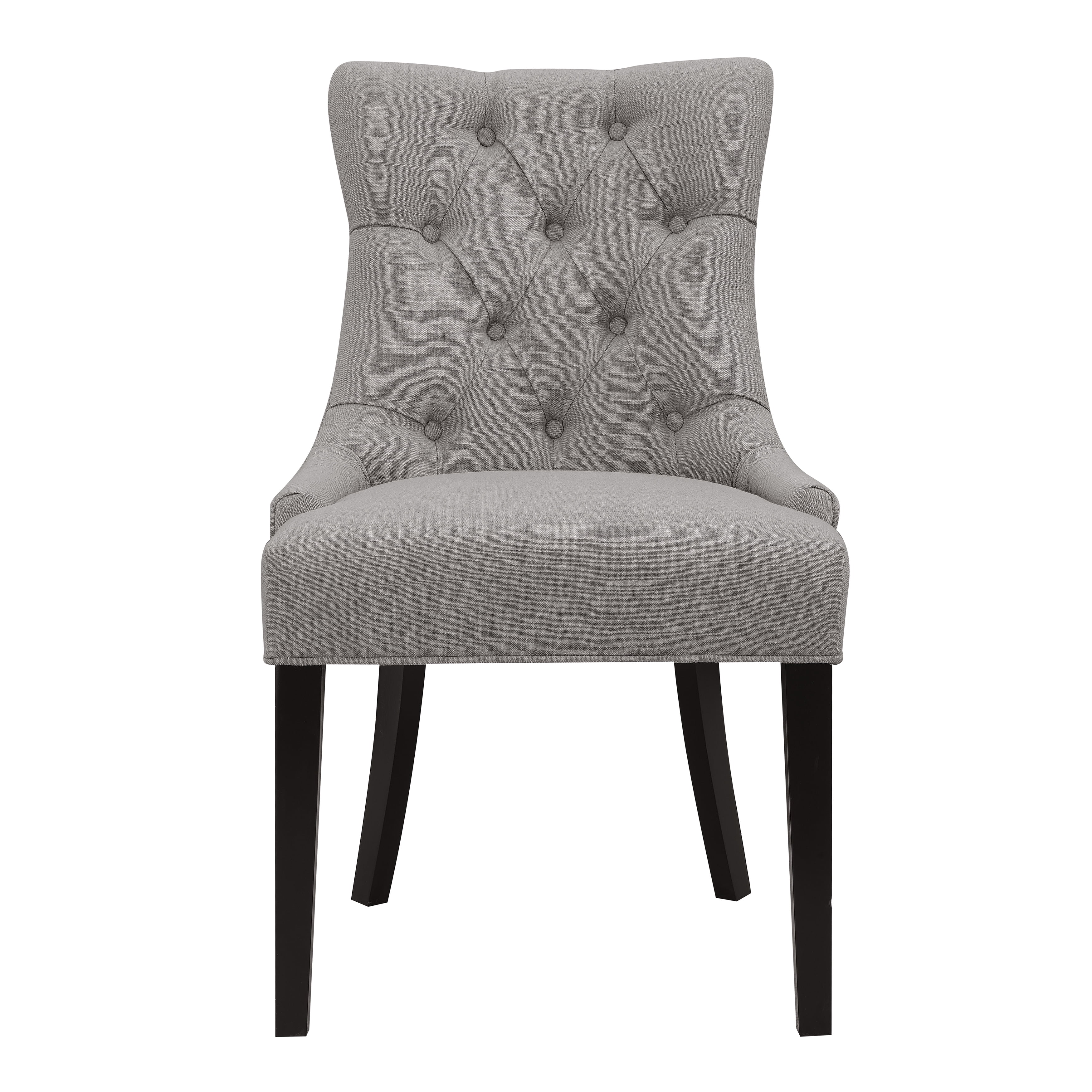 Home Meridian Upholstered Button Tufted Dining Chair in Warm Gray