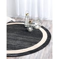 thumbnail image 2 of Unique Loom Del Mar Collection Tapis de Transition Rond Contemporain, 8 Pieds, Noir/ivoire, 2 of 10