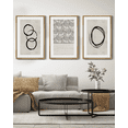 thumbnail image 3 of SHENIFY 24x36in3pcs Natural Framed Abstract Boho Wall Art Wood Geometric Ring Grid Landscape Graffiti Street Art Minimalist Bohemian Bedroom Wall Decor Canvas Prints for Living Room, 3 of 5