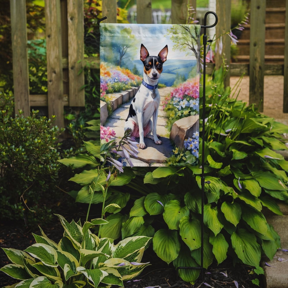 Rat Terrier Spring Path Garden Flag 11.25 in x 15.5 in