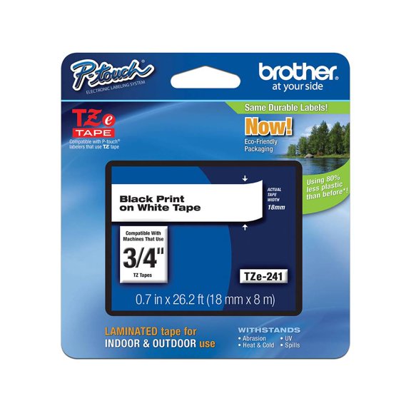Cinta de impresión Brother, Negro sobre Blanco, Modelo: TZE241 Brother TZE241