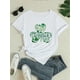 thumbnail image 2 of Women's St. Patrick's Day White T-Shirt - Casual Round Neck, Clover Print, Lightweight Polyester BleCamisetas de verano para mujer, manga corta, cuello redondo, casual, lindo, con gráficos, camisetas, 2 of 6