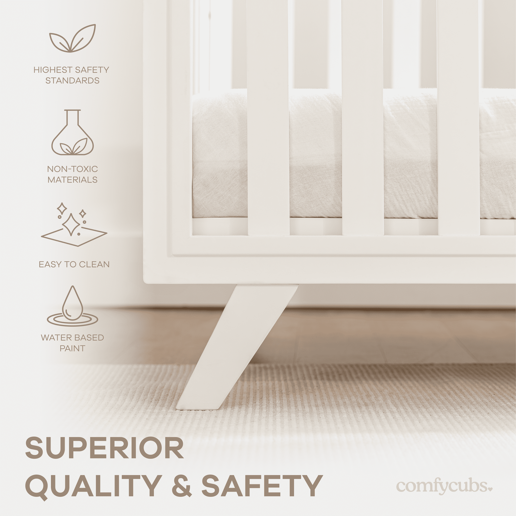 Comfy Cubs Crib Conversion Kit for Toddlers – Toddler Bed Guard Rail for Ages 15 Months+, White