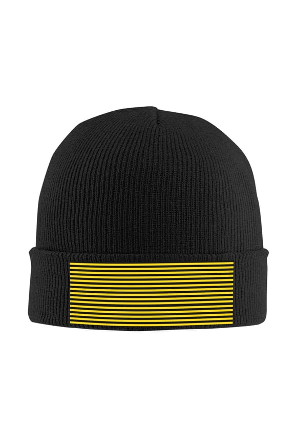 Yellow-Black-Bee-Stripes Beanie Hat Knit Hat Skull Cap for Men Women Winter Hat Black