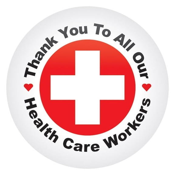 Beistle BT064 2 in. Thank You to All Our Health Care Workers Button, White