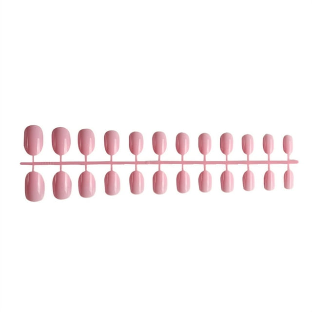 24X Solid Nails Removable Wearable French Style DIY Artificial Exquisite Novel Elegant Personality Small Round Head Acrylic Nail Light Pink