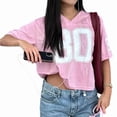 thumbnail image 2 of Women'S Oversized Jersey Summer Tops Graphic Tees Y2k Streetwear Short Sleeve Shirts Pink M, 2 of 9
