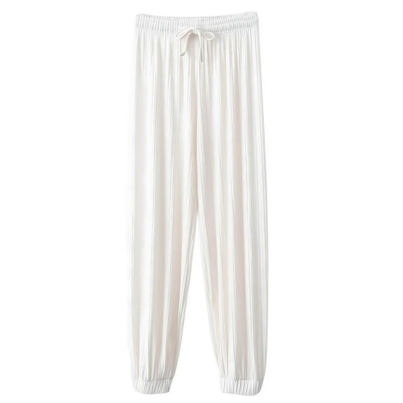 Posijego Pajama Pants for Women Elastic Waist Drawstring Jogger Pants Solid Color Lightweight Comfortable Pj Sleep Pants