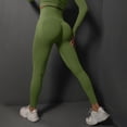 thumbnail image 2 of OSOLU New Knitted Seamless Push Up Tight Yoga Pants For Women High Waist And Show Running And Fitness Pants Workout Stretchy Running Tummy Control Joggers Bottoms Army Green L, 2 of 5