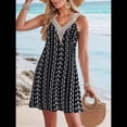 thumbnail image 4 of Vestidos de Verano para Mujer, de Playa, con Encaje, Escote en V, Informales, Estampado Tropical, Sin Mangas, Cortos. Negro S, 4 of 7