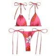 thumbnail image 1 of Swimsuits Women Print Three-Point Stylish Adjustable Push Up Bikinis Pink Womens Bathing Suits S, 1 of 3