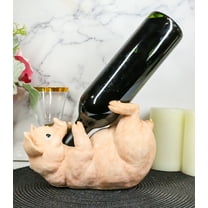 Ebros Farm Pink Pig Wine Holder Decor Statue Whimsical Practical Pig Wine Caddy