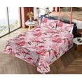 thumbnail image 4 of Ambesonne Pink Floral Fitted & Flat Sheet with Sham 3 Pcs Set, Lovers Spring Romance, Twin XL, Emerald Magenta and Rose, 4 of 5