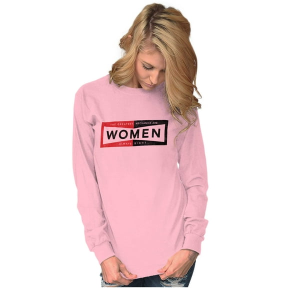 Girl Power Strong Mechanic Humor Women's Long Sleeve T Shirt Brisco Brands 2X