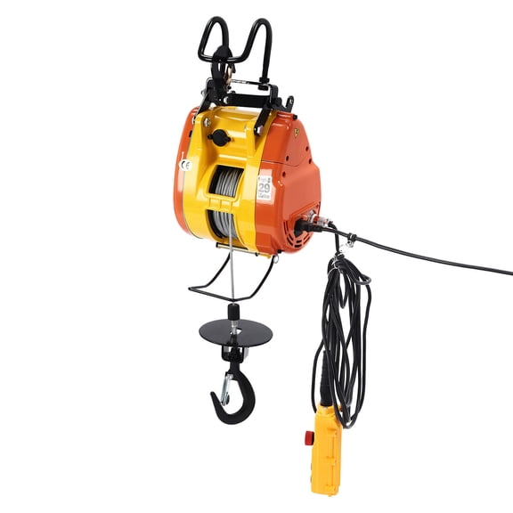 1300W Electric Hoist 500lbs Portable Winch Crane Lift 95ft Lifting Wired Control LES-S230