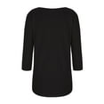 thumbnail image 3 of Tunic Tee Shirts for Women Women's Round Neck 3/4 Sleeved Tunic Solid Color Button Pullover Tops Casual Loose Blouse Shirts Scoop Neck T-Shirt S-43 Black M, 3 of 4