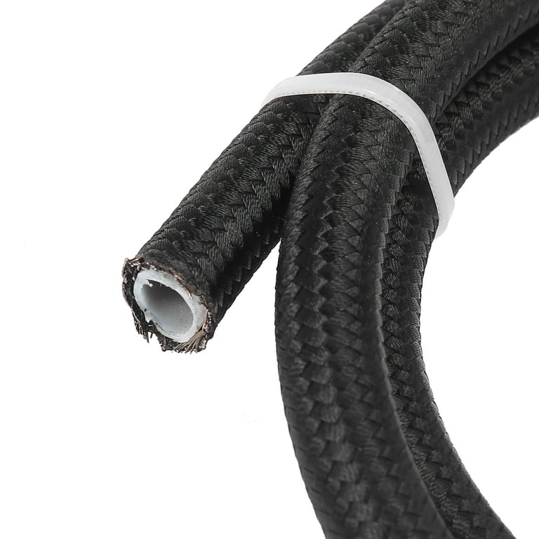 AN6 3/8 inch 1 Meter 3ft Universal Braided PTFE Nylon Stainless Steel for E85 Car Auto Oil Fuel Gas Line Hose, Black