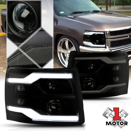 Black Smoke Led Drl Bar Projector Headlight Clear Corner For 07 14 Black Smoke Led Drl Bar Projector Headlight Clear Corner For 07 14 Silverado 08 09 10 11 12 13