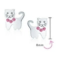 thumbnail image 4 of Bling Jewelry Womens Mini Petite Blue Pink Crystal Cat Stud Earrings in Sterling Silver, 4 of 5