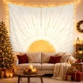 thumbnail image 3 of Golden Sunburst Rays Radiating Against Off-White Background Serene Celestial for Boho Decor Lovers Modern Wall Art Decor Birthday Gift Tapestry Wall Hanging for Bedroom and Dorm, 3 of 7
