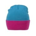 thumbnail image 3 of Two Tone Cuff Beanie - Turquoise/Pink, 3 of 4