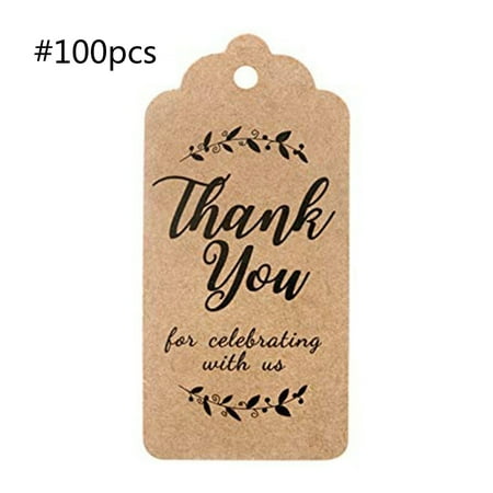 CIYISON 100 Pieces Kraft Gift Tags Blank/Thank You Label Tags Birthday Gift Wrapping Tag