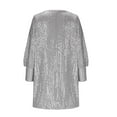 thumbnail image 6 of Lovskoo Women's Off Shoulder Sequin Dresses Long Sleeve Loose Casual Cocktail Party Dress Sparkly Glitter Short Mini Dress Silver L, 6 of 7
