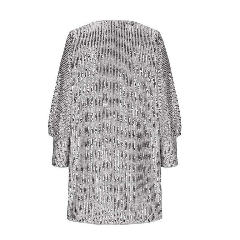 silver sequin batwing dress boohoo Women's Plus Sequin Batwing Shift Dress in Silver