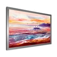 thumbnail image 2 of Boat On The Ocean During Vibrant Sunset Glow 20 in x 12 in Framed Painting Canvas Art Print, by Designart, 2 of 4