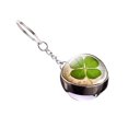 thumbnail image 4 of Lucky Clover Four Leaf Clovers Glass Ball Keychain Double Sided Noctilucent Pendant Metal Keyring Lucky Jewelry Gift For Men Women Kids, 4 of 4